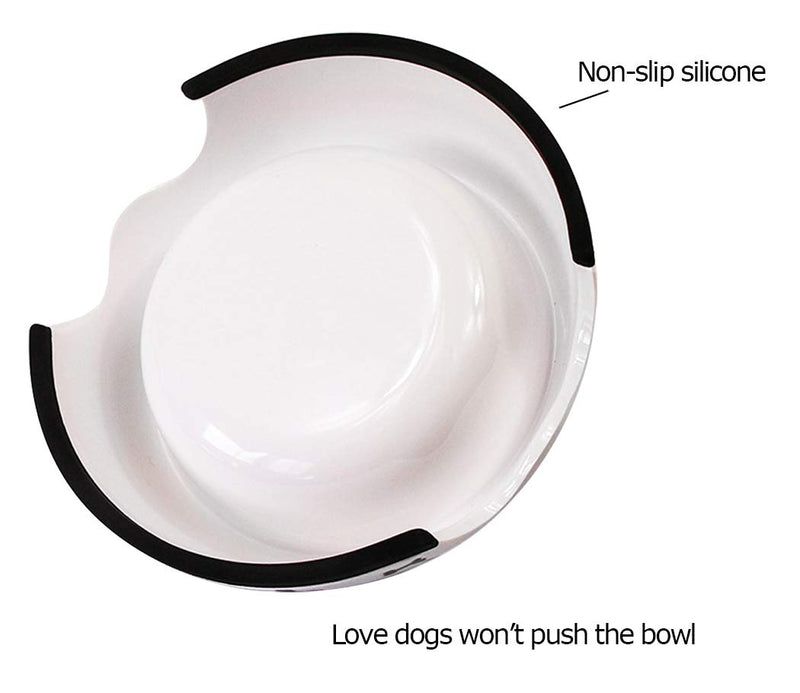 [Australia] - Ranvi Pet Food Bowl, Cat or Dog, with Pet Cartoon Pattern, Non-Slip Anti-Overturn, White Dog Bowl(Medium) 