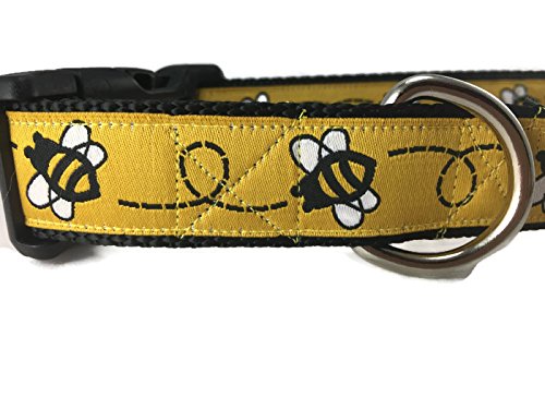 [Australia] - CANINEDESIGN QUALITY DOG COLLARS Bumblebee Dog Collar, Caninedesign, Yellow, 1 inch Wide, Adjustable, Nylon, Medium and Large XL 18-26" 