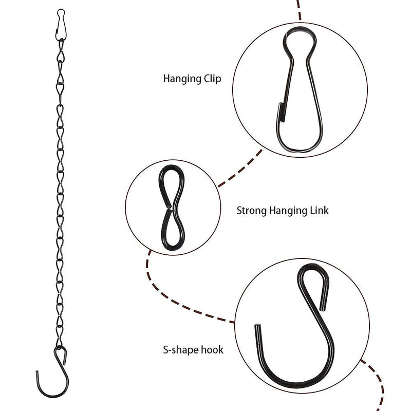 Teenitor 8 Pcs Black Metal Hanging Basket Chains, 4 Pcs 35 Inch & 4 Pcs 13 Inch Replacement Extender Metal Chains Set with Clips & Hooks for Chicken Feeder Bird Cage Planters Lanterns Ornaments - PawsPlanet Australia