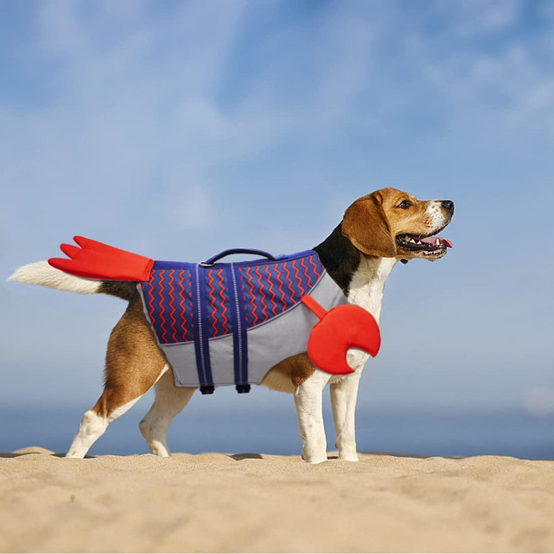 azuza Dog Life Jacket Safety Dog Life Vests for Swimming with Reflective Strips and Rescue Handle High Buoyancy Pet Swimsuit Lifesaver Coat for Medium and Large Dogs, Cute Lobster Design Chest_size: 22"-28.35" - PawsPlanet Australia