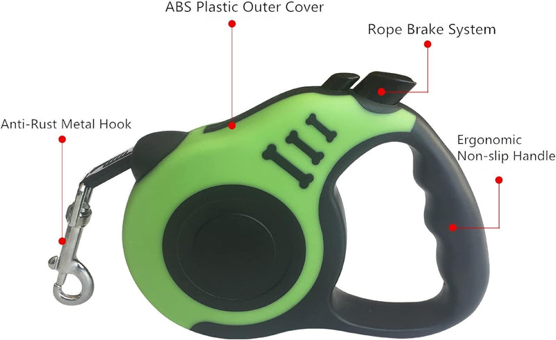 Retractable dog leash, extendable dog leash, dog leash, 5 m, long dog leash, retractable leash for dogs, non-slip, 5 m long retractable dog leash, pet lead, 5 m for small, medium-sized dogs, yellow - PawsPlanet Australia