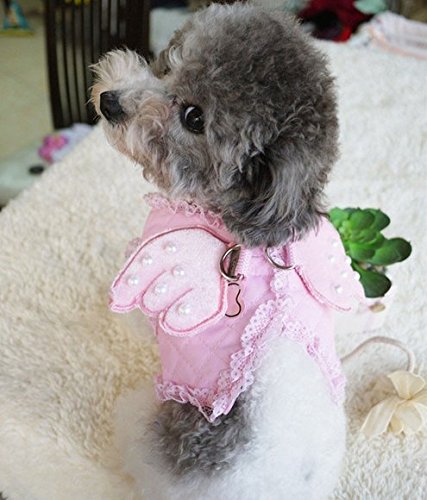 Pet Palace Pink (Large) Little Angel Dog or Puppy Wings Harness and Lead Set with FREE flashing LED Safety Light Collar Tag Large - PawsPlanet Australia