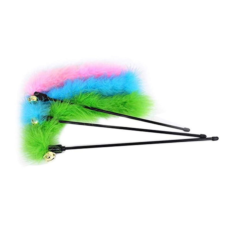 [Australia] - ZEYOU Cute Feather Cat Interactive Stick with Bells,Colorful Feather Tease Cat Rod Funny Cat Teaser Wand Cat Toys 