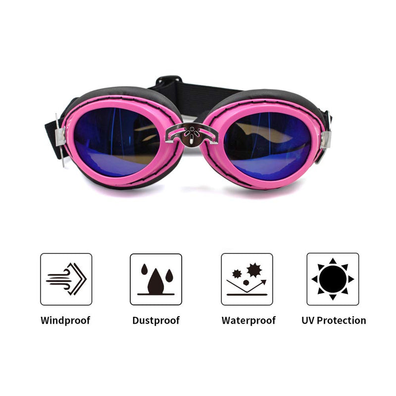 [Australia] - TOTTPED Dog Glasses-Foldable Sunglasses with Strap-Special Waterproof Goggles-Large Variety of Adjustable Dog Goggles one Size Pink 
