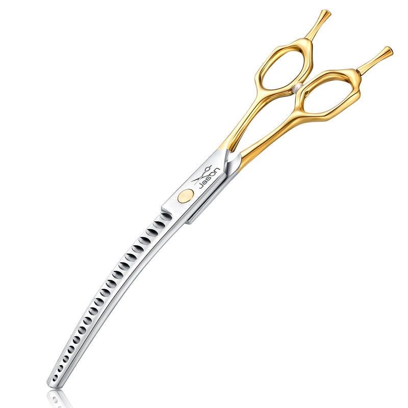 Jason 7.5 inch curved chunker scissors for dogs 19 teeth professional downward curved thinning scissors made of Japanese 440C stainless steel dog scissors with symmetrical handle - PawsPlanet Australia