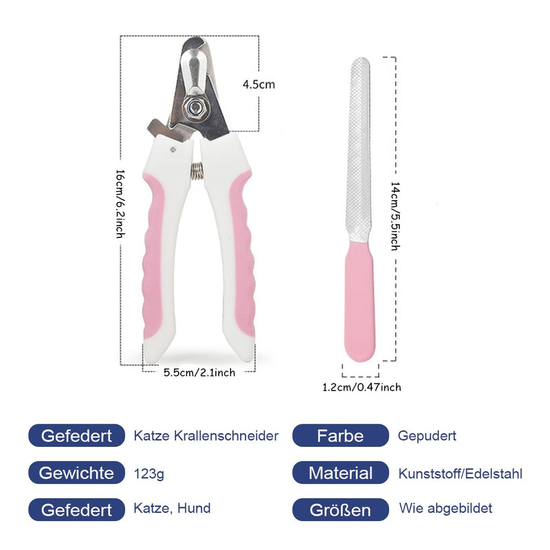 Fokecci Pet Nail Clippers - Claw Grinder for Dogs, Pet Nail Clippers for Dogs, Cats, Birds and Rodents, Pet Nail Cutter, Nail Scissors Set Including Claw File Pink - PawsPlanet Australia