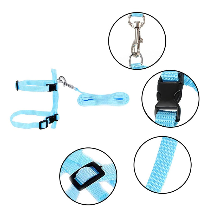 Pack of 2 Pet Rabbit Harnesses, Adjustable Nylon Harnesses, Rabbit Harness, Pet Harness and Leash for Cats, Rabbits, Puppies, Ferrets and Other Small Animals (Sky Blue, Pink) - PawsPlanet Australia