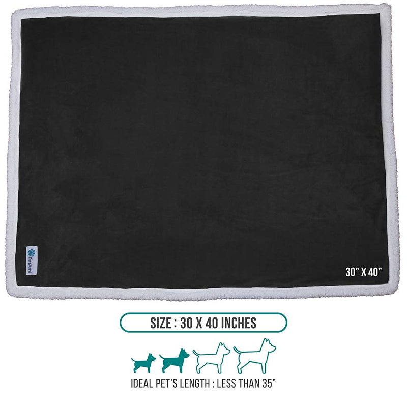 PetAmi Premium Plush Sherpa Pet Blanket Sized for Cats, Small Dogs, Puppies, Kittens - 30x40 30" x 40" Black - PawsPlanet Australia