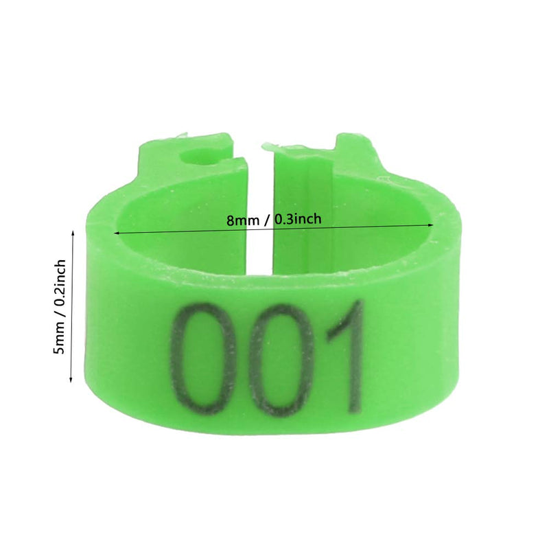 Yosoo Health Gear Pigeons Leg Bands, Bird Leg Rings, 100PCS 8MM 001-100 Numbered Plastic Letter Pigeons Bird Leg Bands Rings(green) green - PawsPlanet Australia