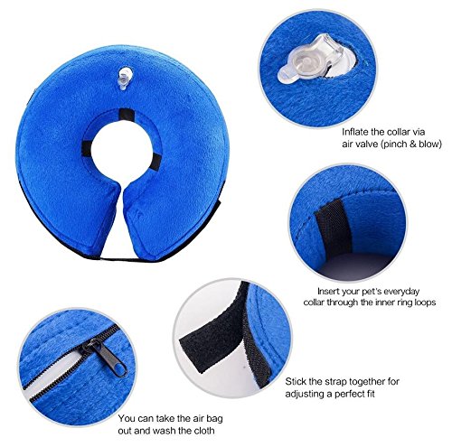 Emwel Inflatable Pet Protection Cover Washable Protective Collar for Small dog and Cat - Small S Blue - PawsPlanet Australia