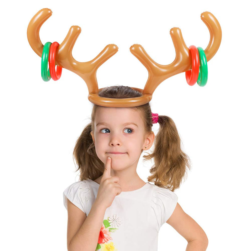 Inflatable Reindeer Antler Ring Toss Game - Christma/Xmas/Holiday Party Supplies Decorations Favors(3 Antlers,12 Rings) - PawsPlanet Australia