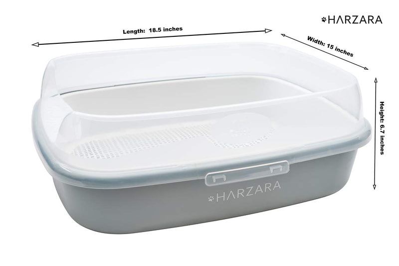 Harzara Large Premium Cat Sifting Litter Tray, Eco friendly, Easy Clean Design. Included 10 X Biodegradable Cat Liners. Ideal Toilet/Loo Box - PawsPlanet Australia