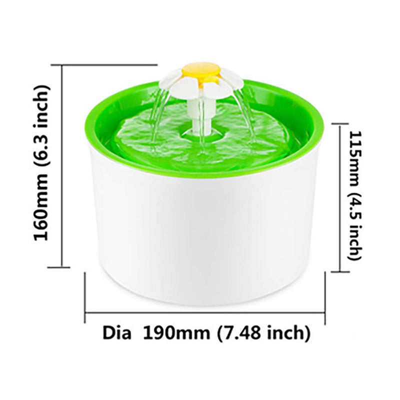 Cat Fountain 1.6L Automatic Pet Water Fountain Pet Water Dispenser, Dog/Cat Health Caring Fountain and Hygienic Dog Fountain (Green) Green - PawsPlanet Australia