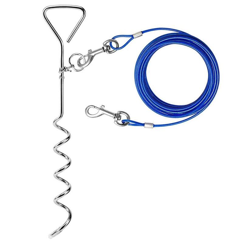 Cable leash for dogs, 15ft mooring peg for dogs, mooring peg with leash, tie out cable for camping, for yard and camping, pet leash for medium to large dogs - PawsPlanet Australia