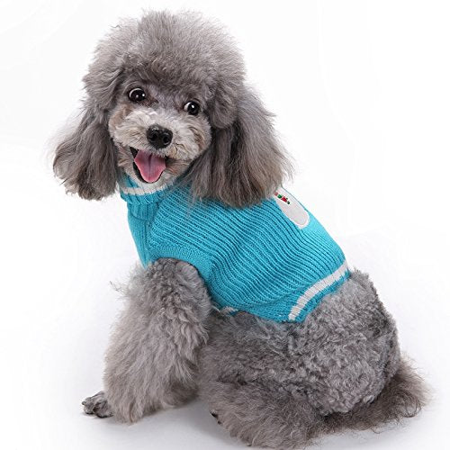 Tangpan Snowman Turtleneck Pet Dog Lapel Sweater Apparel M Blue - PawsPlanet Australia