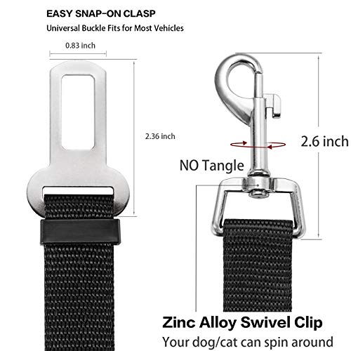 [Pack of 2] Dog Seat Belt, elloLife Adjustable Dog Seat Belt Safety Harness for Car for All Dog Breeds Cats & Car Types, Black - PawsPlanet Australia