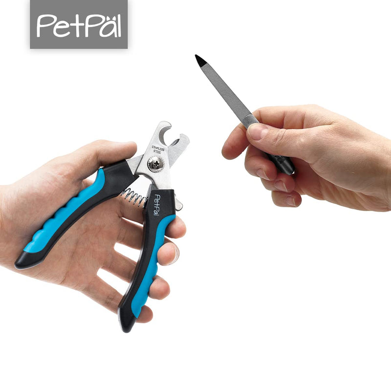 PetPäl professional claw scissors for dogs and cats in pet salon quality - claw trimmer, claw care for at home - claw care is easy and safe at home thanks to the spacer - safety guard file + claw scissors S - PawsPlanet Australia