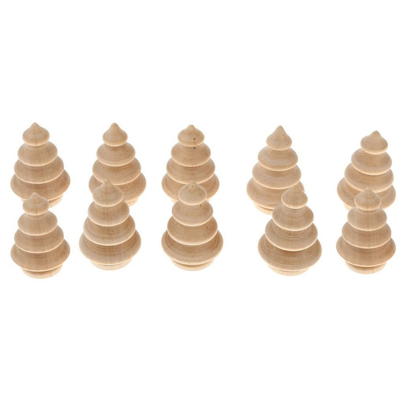 TINKSKY 10pcs Blank DIY Wooden Christmas Tree Peg Dolls Party Cake Toppers Christmas Decoration - PawsPlanet Australia