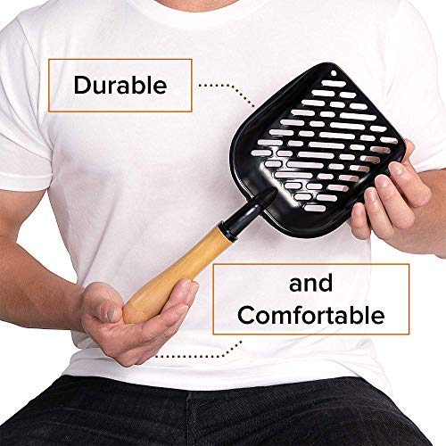 [Australia] - Friends Forever Heavy Duty Metal Cat Litter Scoop with Non Stick Shovel, Large Scooper with Long Solid Wood Handle, Jumbo Pellet Sifter for Cats Litter Box Oak 