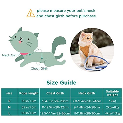 GeeRic Cat Harness and Leas, Escape Proof Cat Kitten Harness Reflective Soft Cat Walking Jacket with Leash for Pet Puppy Kitten Indoor Outdoor Walking Blue Small S - PawsPlanet Australia