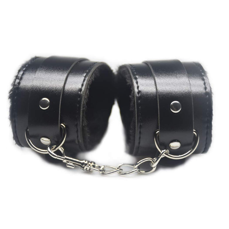Hxiu Black Plush Leather Hand C?ffs Adjust Handcuffs Wrist - PawsPlanet Australia