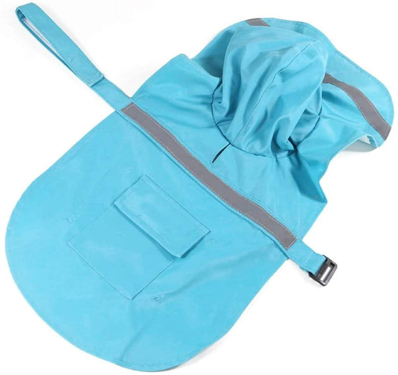 [Australia] - ZPP Pet Dog Raincoat Harness Poncho Hoodies Vest Lifejackets Waterproof Coat Adjustable Snow Lightweight Safe Reflective Strip Anti-Slip Windproof Snowproof Medium Large Puppies Gift Blue 