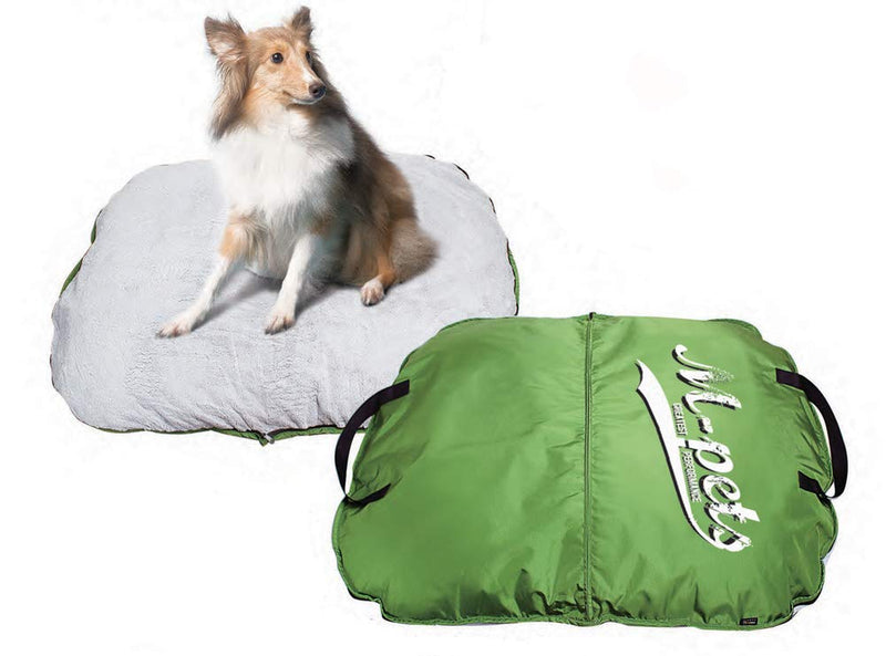 M-PETS Bilbao Soft Transportable Bed with Soft Fur Cover, Red with Logo, 80 x 60 cm - PawsPlanet Australia