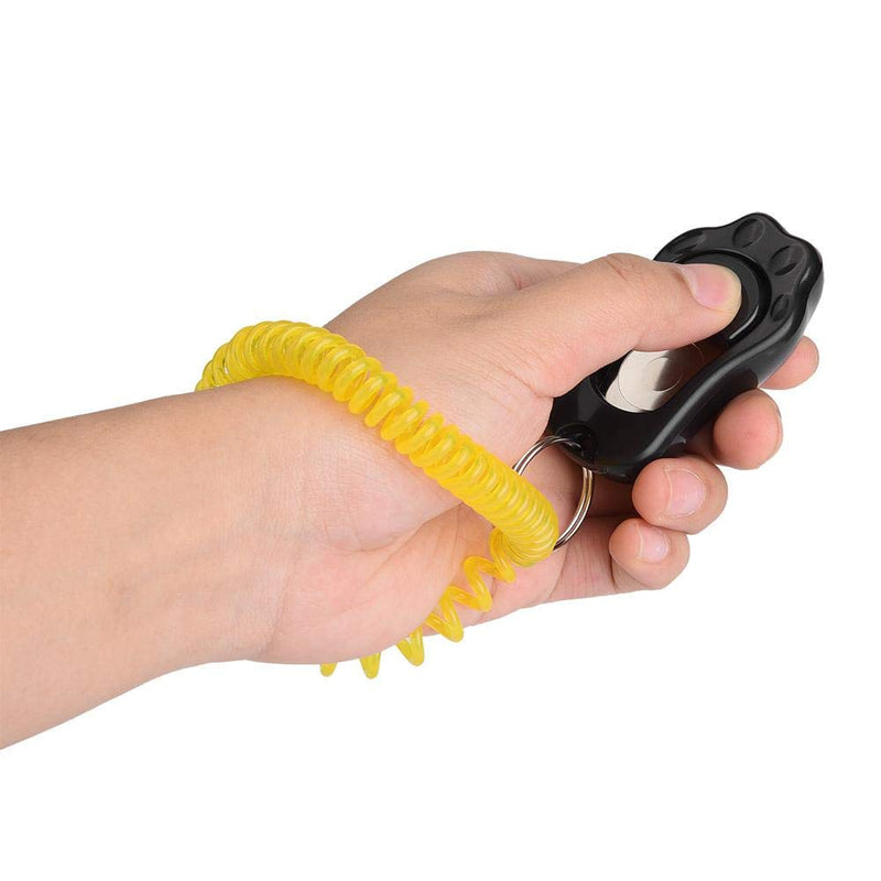 Pssopp Pet Training Clicker Adjustable 3 Gears Dog Training Clicker Paw Shaped with Wrist Strap for Cats Birds Horse Perfect for Behavioral Training (Black) Black - PawsPlanet Australia