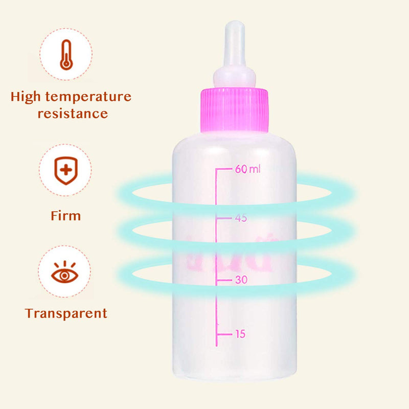 WEDAWN Small Puppy Feeding Bottle Kits, Kitten Nursing Bottle Can Squeeze Liquid,Replacement Mini Nipples Kits with Needle for Pets, Kittens, Puppies, Rabbits, Small Animals Bottle+Nipple 60ML - PawsPlanet Australia