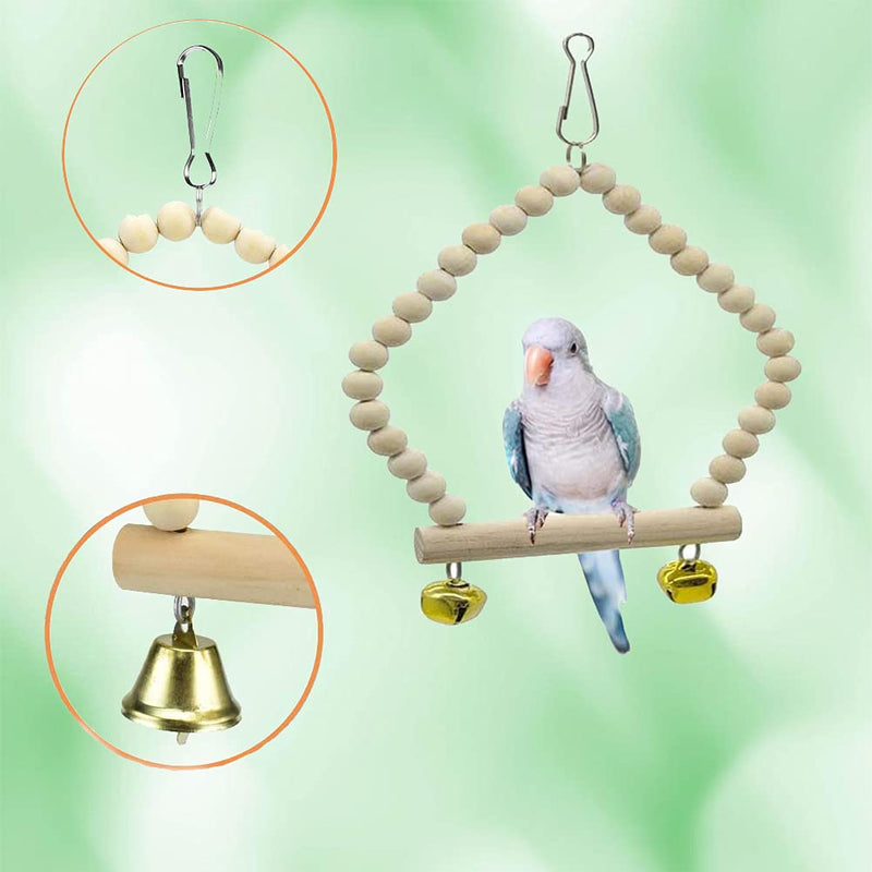 JIAYUE Bird Parrot Swing Toys - 12pcs, Parrots Chewing Toys Natural Wood Bungee Bird Toy for Small Parakeets, Cockatiels, Conures, Finches, Budgie, Macaws, Parrots, Love Birds Cage Accessories - PawsPlanet Australia