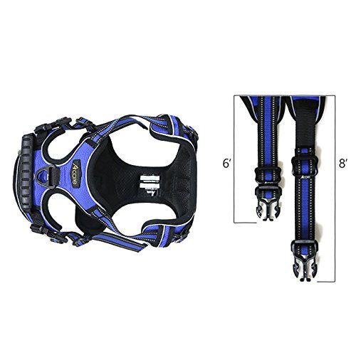 [Australia] - Acare Dog Harness Large Vest, Comfirt Harness for Dogs with Handle Large Dog Walking Harness - No More Pulling, Tugging or Choking - Blue Medium 