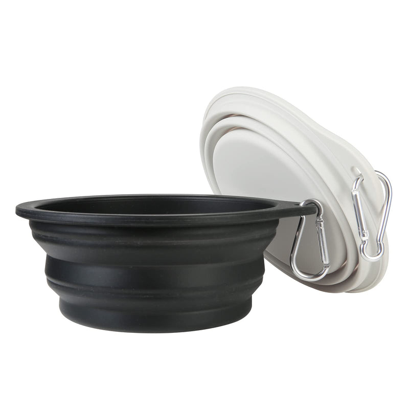 SLSON 2Pack Collapsible Dog Bowl,Integrated Molding Travel Bowl No Plastic Rim Pet Feeding Bowls for Walking Traveling Outdoors,600ML Black+Light Grey - PawsPlanet Australia