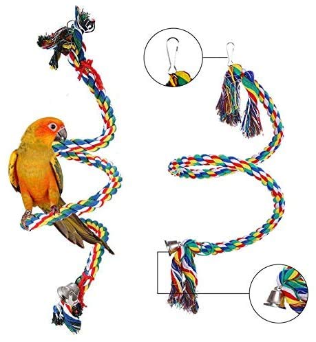 Happay Bird Perch Stand Bird Rope Perch Bird Toys for Parakeets Cockatiels,Conures, Macaws, Lovebirds, Finches (3 Pcs) - PawsPlanet Australia