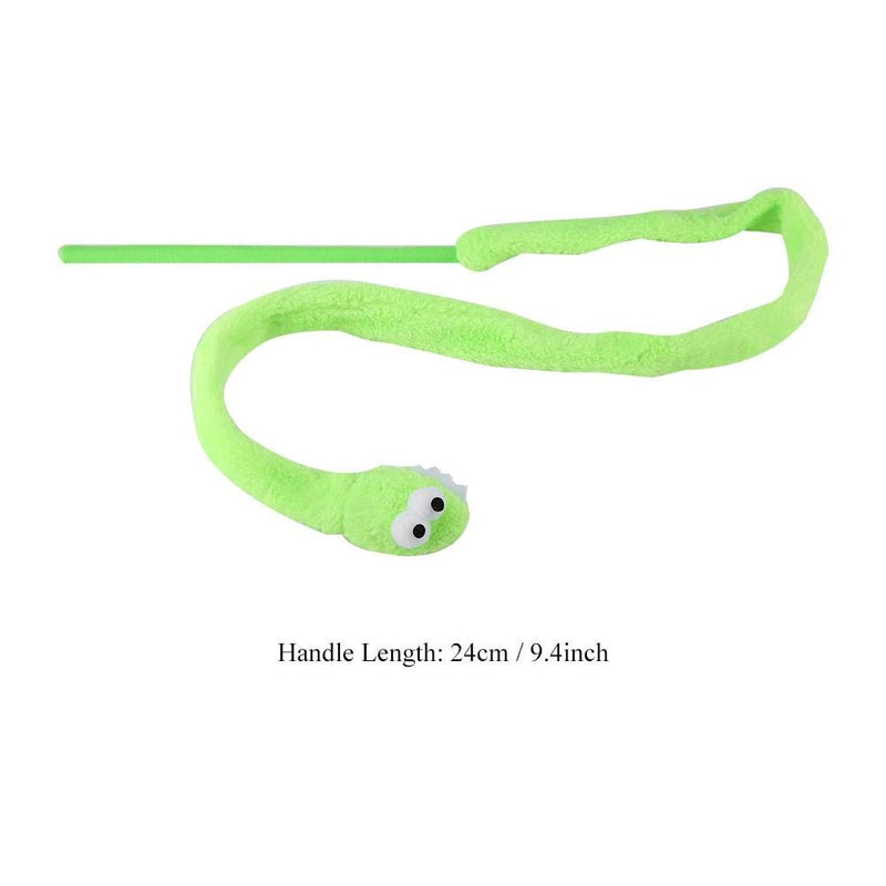 [Australia] - Pssopp Cat Teaser Toy, Cartoon Snake Shape Cat Teaser Wand Toy Interactive Reusable Plush Catnip Cat Toys Funny Cat Kitten Pet Playing Toy (Green) Green 