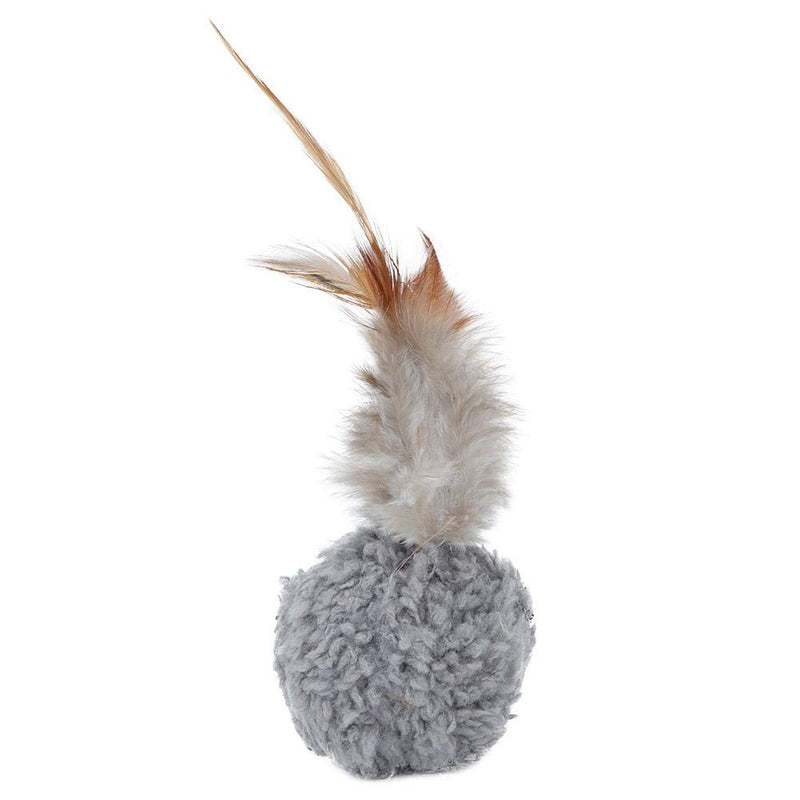 Hffheer Catnip Ball Toy Portable Cat Plush Ball Set Cat Feather Ball Toy Pet Cat Interactive Ball Kit with Feather - PawsPlanet Australia