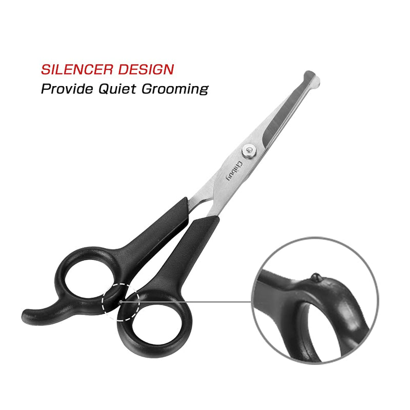 Chibuy Professional Pet Grooming Scissors with Round Tip Stainless Steel Dog Eye Cutter for Dogs and Cats, Professional Grooming Tool, Size 6.70" x 2.6" x 0.43" 1. Grey - PawsPlanet Australia