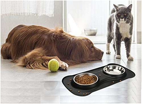 Dog Bowl No Spill Non skid Medium Pet Bowl Cat Double Bowl Dog Food & Water Feeding Bowl - PawsPlanet Australia