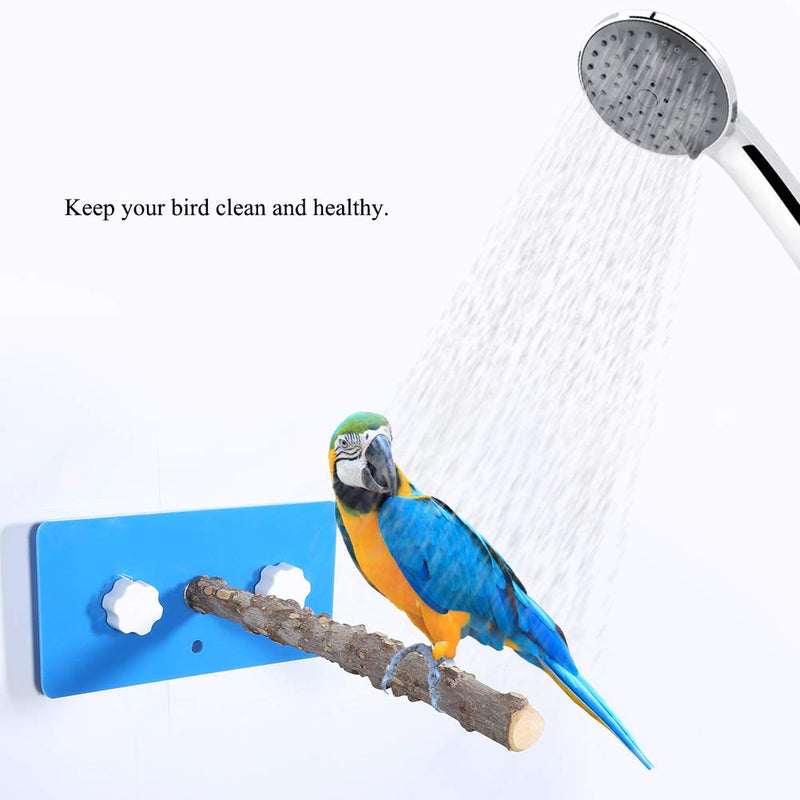 [Australia] - Birds Shower Perches Wooden Parrot Standing Rack Wall-Mounted Birds Bathing Perch with Suction Cup for African Greys Budgies Parakeet #1 