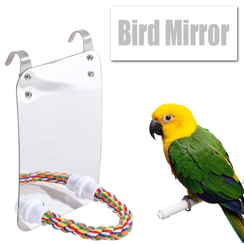 NA Bird Mirror Birdcage Perches Mirror Birdcage Stand Perch Parrot Bite Toy with Rope for Parakeet, Cockatoo, Cockatiel and More - PawsPlanet Australia