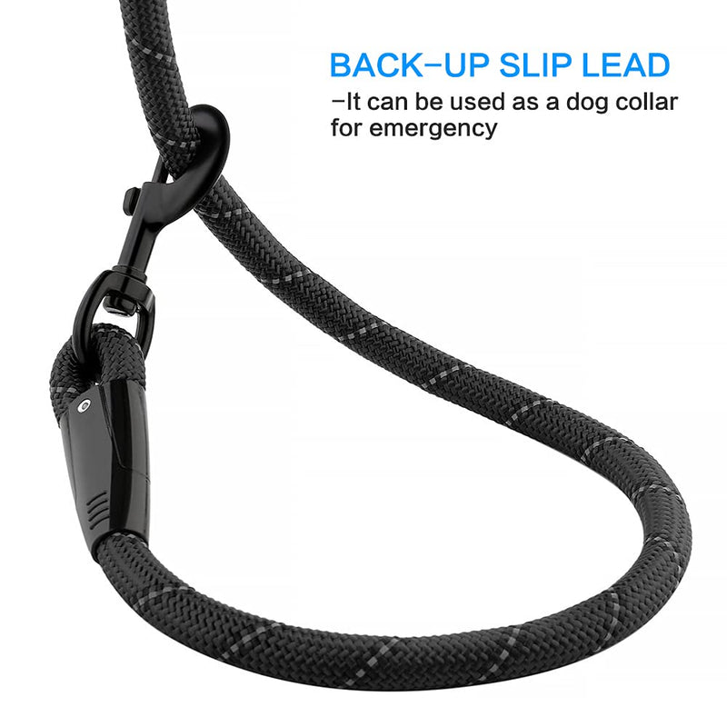 Plutus Pet Heavy Duty Rope Dog Leash with Comfortable Padded Handle, Highly Reflective Strong Sturdy 4/5/6 FT Dog Leash for Small Medium Large Dogs(1/2"×4', Black) 1/2"×4' - PawsPlanet Australia