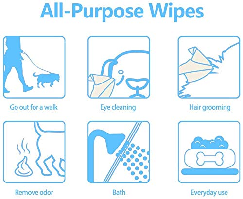 PAWISE Pet Grooming Wipes 140 Count Deodorizing & Hypoallergenic Cleaning Wipes for Dogs & Cats (Pack of 2) All Natural Pet Wipes - PawsPlanet Australia