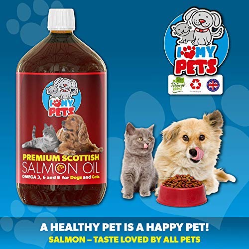 i love my pets SCOTTISH SALMON OIL 1 Litre For Dogs, Cats and Other Animals - 100% Natural Salmon Oil With Omega 3 & 6 - Helps Promote Healthy Skin, Coat, Joints and Brain Function. - PawsPlanet Australia