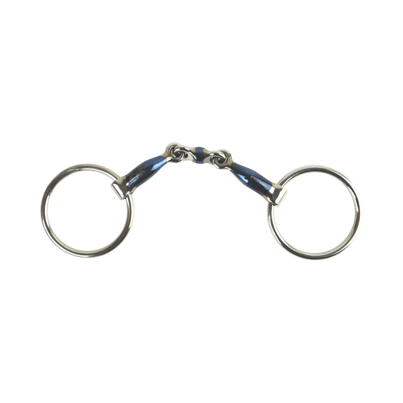 AK Loose ring double jointed Lozenge with curved shape Horse Riding Bit (5.75'', Blue-Silver) 5.75'' - PawsPlanet Australia