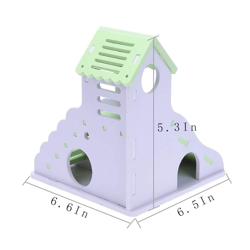 [Australia] - kathson Wooden Hamster House, Hamster Hideout,Hamster Toys,Durable Odorless Non-Toxic Deluxe Two Layers Wooden Hut (Blue) 