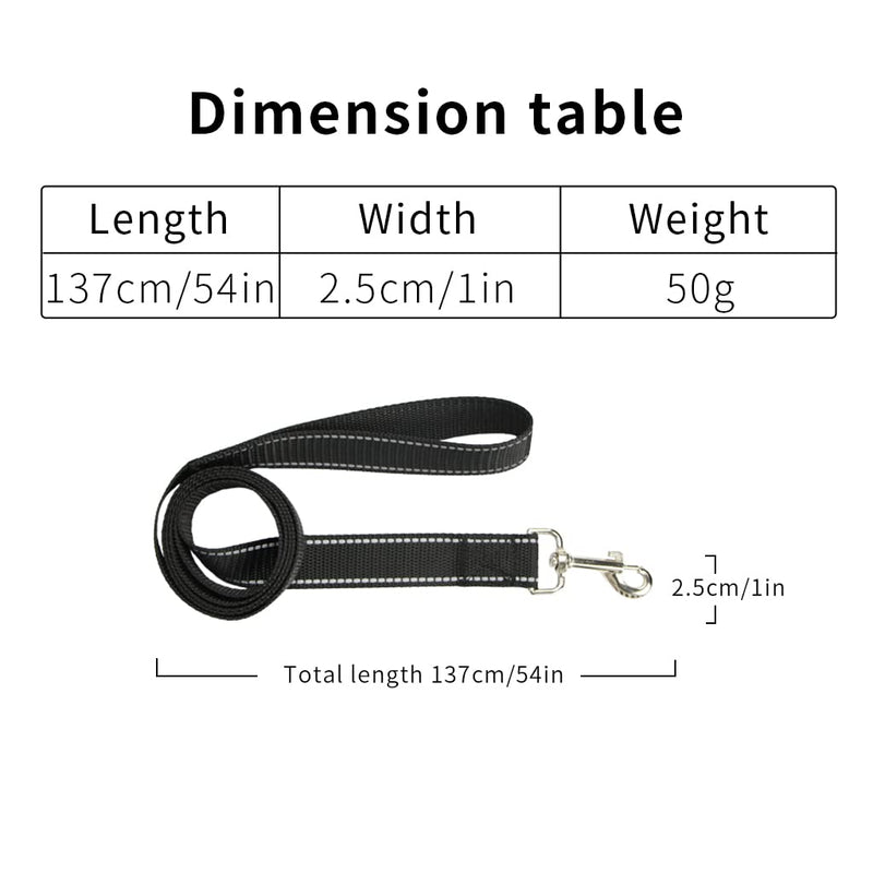 IFOYO Nylon Dog Leash 4ft for Daily Outdoor Walking Running Training Heavy Duty Reflective Pet Leashes for Large, Medium & Small Dogs Black - PawsPlanet Australia