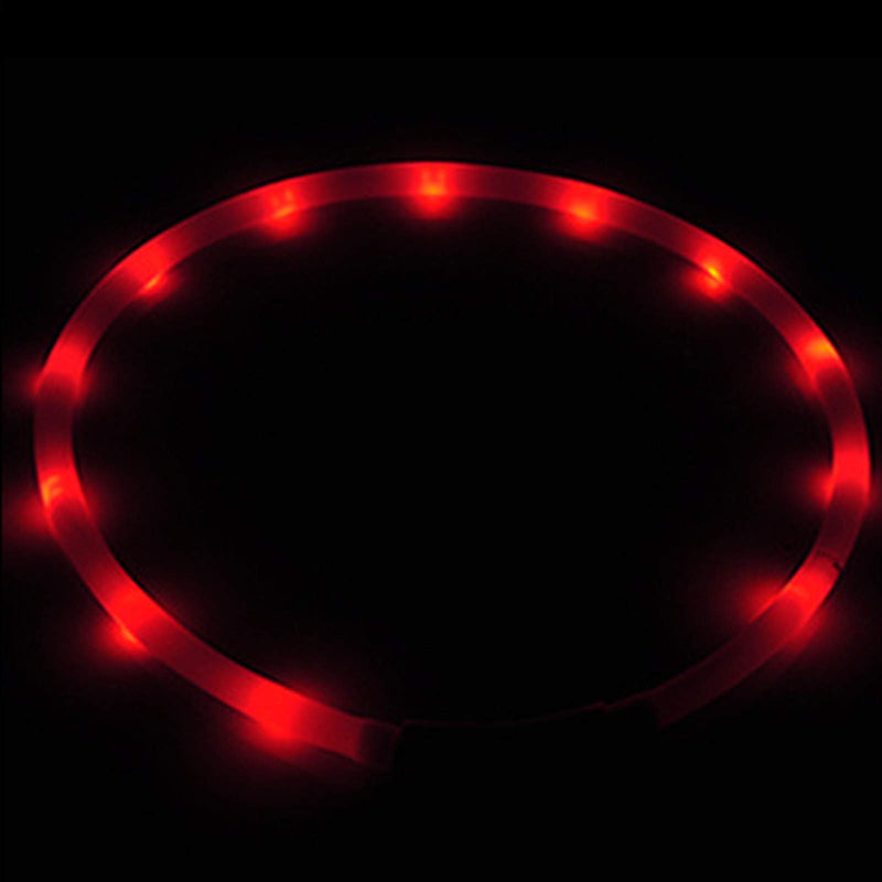LED Dog Collar, USB Rechargeable Charger Glowing Pet Safety Collars, Adjustable Cut to Any Size Fashion Night Safety Light Up Dog Collar for Small Medium Large Dogs Cats Pets-3 Modes 12 Lights (Red) Red - PawsPlanet Australia