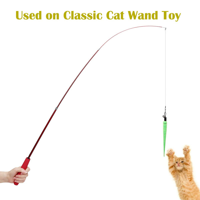 Cat Feather Toys Attachment Replacements, 10PCS Squiggly Worm Toy Refills and 1PC Replacement Black String for Cat Wand Toy and Cat Chaser Toy, Assorted Teaser Refills with Bell for Indoor Cats Kitten - PawsPlanet Australia