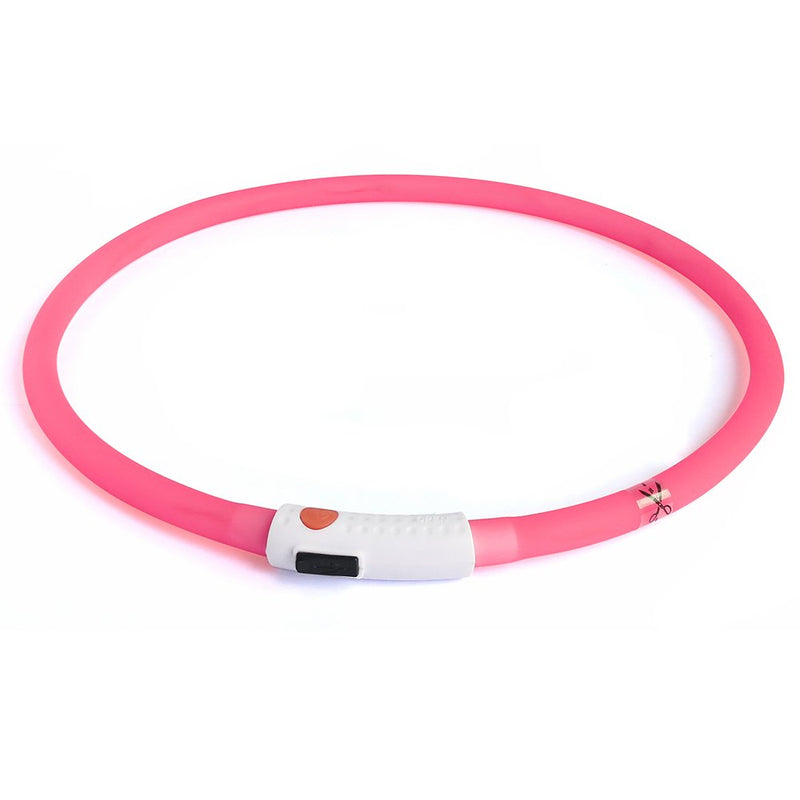 [Australia] - BSEEN LED Dog Collar - USB Rechargeable Glowing Pet Collar, Flexible Silicone Light Up Collars for Small Medium Large Dogs Pink 