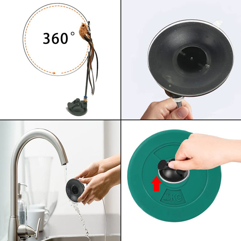 ZDQC Cat bell wand, cat fishing rod suction cup, cat fishing rod with feathers and bells, cat bell magic wand, interactive cat toy feathers (bird lifelike + strong suction cup) C - PawsPlanet Australia
