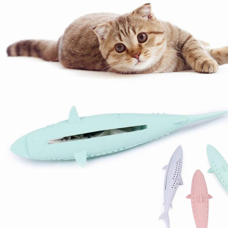 N\A 3 Pack Pet Toothbrush Toy Pet Cat Fish Shape Toothbrush with Catnip Pet Molar Stick Silicone Fish Toys Cat Teeth Cleaning Brush - PawsPlanet Australia